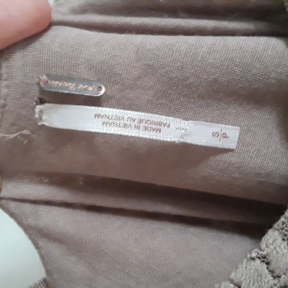 Free People Ombre Lace Dress fit 'n' flare Metallic Gold Foil Olive / Khaki Sz S - Picture 11 of 14